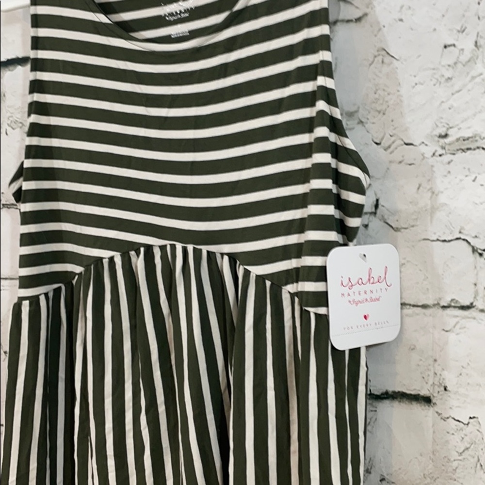 NWT Isabel maternity stripe olive and white tank - Picture 4 of 7